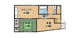 福元屋ビル 2DKの間取図画像