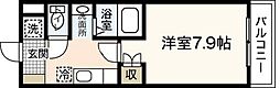 サンリバーカベ 1Kの間取図画像