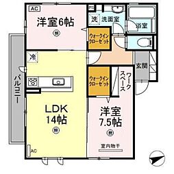 フルール 2LDKの間取図画像