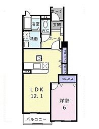 メリディオ1番館 1LDKの間取図画像