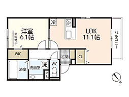 KTCハイツ 1LDKの間取図画像