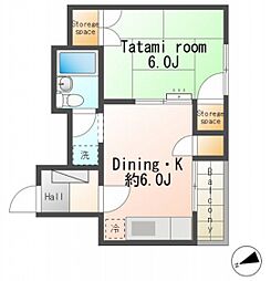 安田ビル 1DKの間取図画像