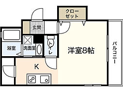 ビューテラスオクムラ 1Kの間取図画像