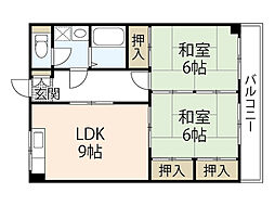 熊井ビル2 2LDKの間取図画像