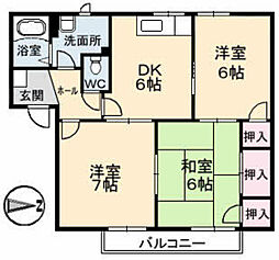 レクサス海田 3DKの間取図画像