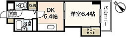 アゼリア中広 1DKの間取図画像