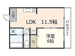 デュウオコート東雲本町 1LDKの間取図画像