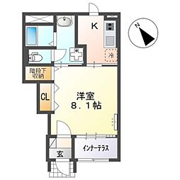 トワ マリー 1Kの間取図画像