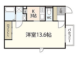 スクエアハウス・K 1Kの間取図画像