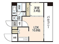 ペルソナ大手町 1LDKの間取図画像