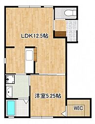 グランシェソワ 1LDKの間取図画像