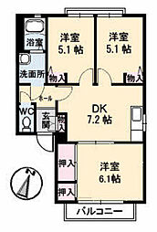 ハイツ西光寺A 3DKの間取図画像