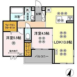 ミルフォード皆実町 2LDKの間取図画像