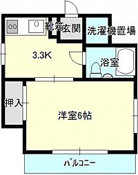 ダイアパレス舟入本町 1Kの間取図画像