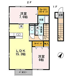 クレールコート 2LDKの間取図画像