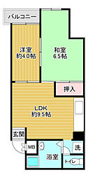 第1吉岡ビル 2LDKの間取図画像