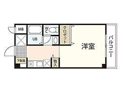 高須カーサベルデ ワンルームの間取図画像