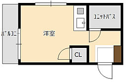 メゾンカニヤA ワンルームの間取図画像