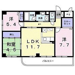 プラザ初雪A-1 3LDKの間取図画像
