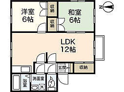 パークサイド旭 2LDKの間取図画像
