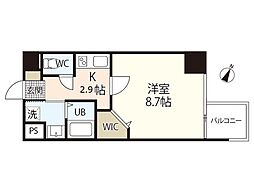 グラビスコート広島駅前通り 1Kの間取図画像