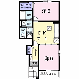ブライトヴィラ2 2DKの間取図画像