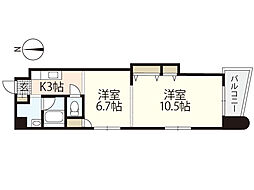 パステロアロッジオ45東蟹屋 2Kの間取図画像