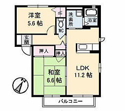 ラフィネA棟 2LDKの間取図画像