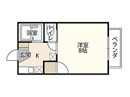 ラクーンハイムB 1Kの間取図画像