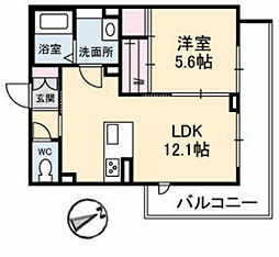 エストリア 1LDKの間取図画像