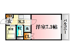 レジデンスマスダ3 1Kの間取図画像
