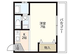 上原ビル 1Kの間取図画像