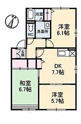 リッシュ伊藤B 3DKの間取図画像