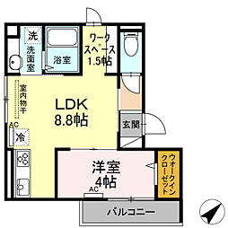 リトル7番館 1LDKの間取図画像