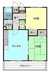 プレジール石堂 2LDKの間取図画像