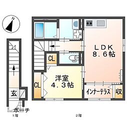 仮)スターテラスII中野東 1LDKの間取図画像