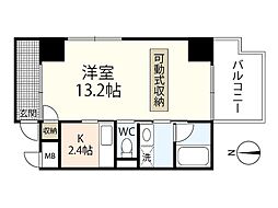 アーバンライフ中筋 1Kの間取図画像