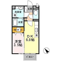 サウスフイス 1DKの間取図画像