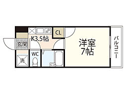 M・エスタシオン 1Kの間取図画像
