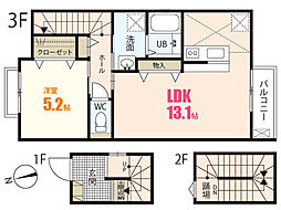 ラヴィーヌ上町屋 1LDKの間取図画像