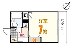 アメニティカネイチ2 1Kの間取図画像