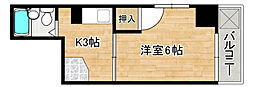 ウエストハイツ ワンルームの間取図画像