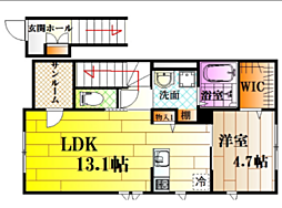 ヴェリテアムール2 1LDKの間取図画像
