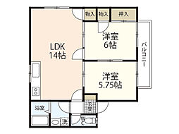 センテニアル長楽寺 2LDKの間取図画像