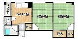 バラティエ宇品 2DKの間取図画像