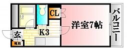 第2大内ビル 1Kの間取図画像