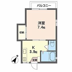ディアスT-2 1Kの間取図画像