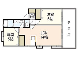 コンフォート高瀬No.3 2LDKの間取図画像
