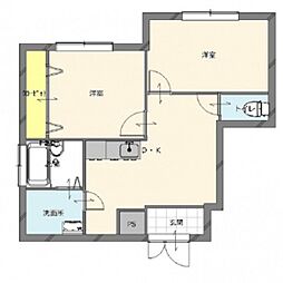 ヒルトップ平和台 2DKの間取図画像