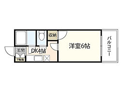 アクアコート楠木 1Kの間取図画像